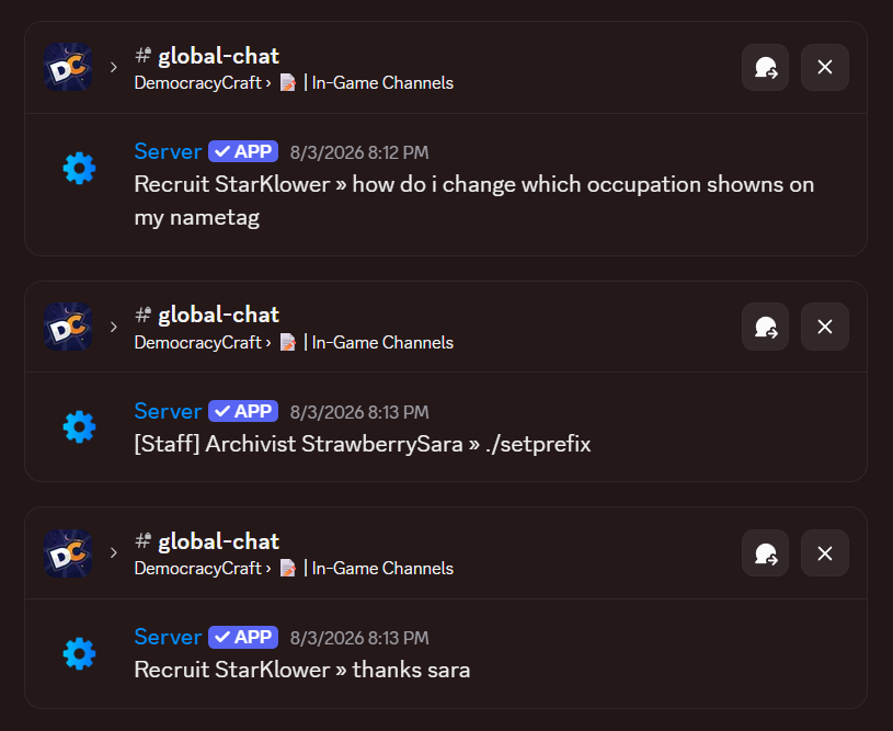 P-029 StarKlower asks how to change nametag occupation, staff reply setprefix (4 Aug 2026 00-1...png